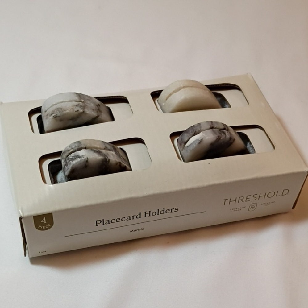 Threshold Marble Place Card Holders - White & Gray Marbling